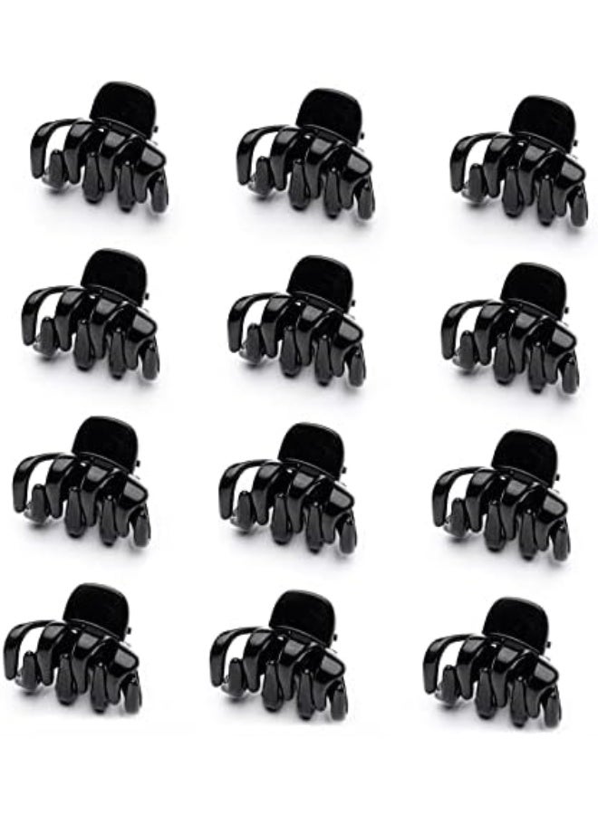 12-piece mini hair clip set. Durable plastic hair clips with a professional design for perfect hold and stylish everyday styling. Glossy black finish. - Image 1
