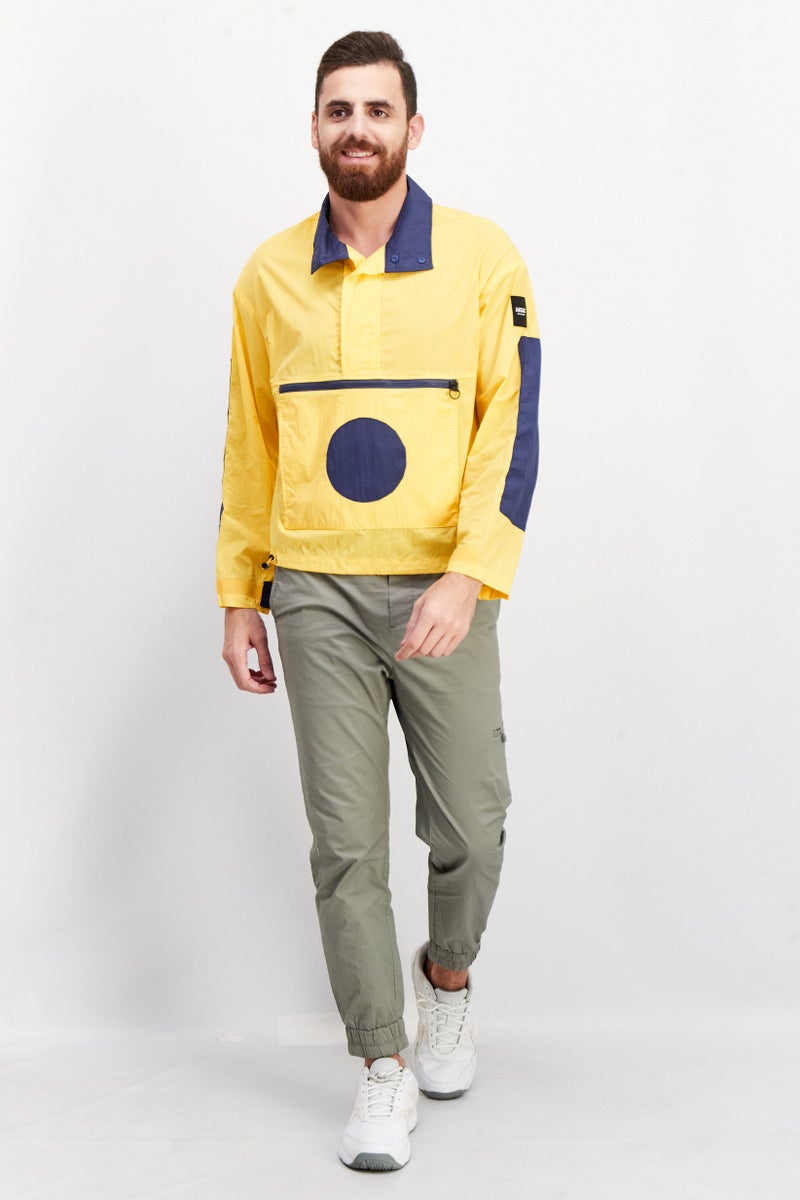 Aigle Men High Neck Long Sleeve Windbreaker Jacket, Yellow - Image 2