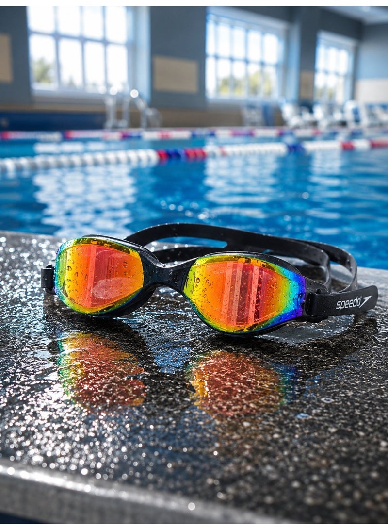 speedo Premium Mirrored Professional Swimming Goggles with Twist Lock Protective Case - Image 1
