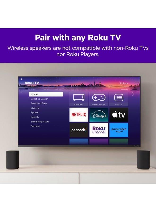 ROKU Wireless Speakers - Set of 2 (Pack of 1) - Compatible with Roku TV, Streambar, and Streambar Pro (SE is not compatible) - Image 2