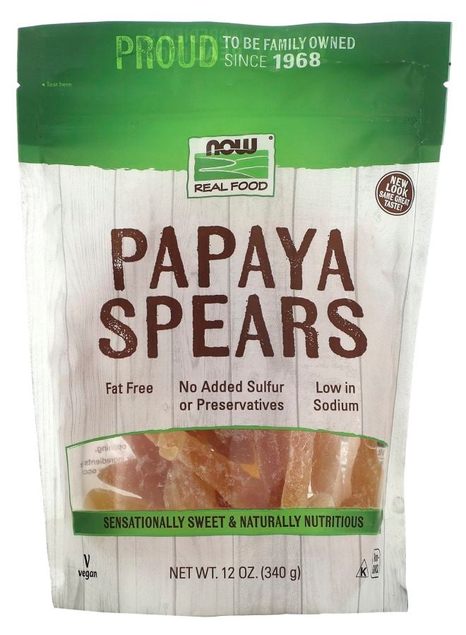 now Real Food Papaya Spears 12 oz (340 g)