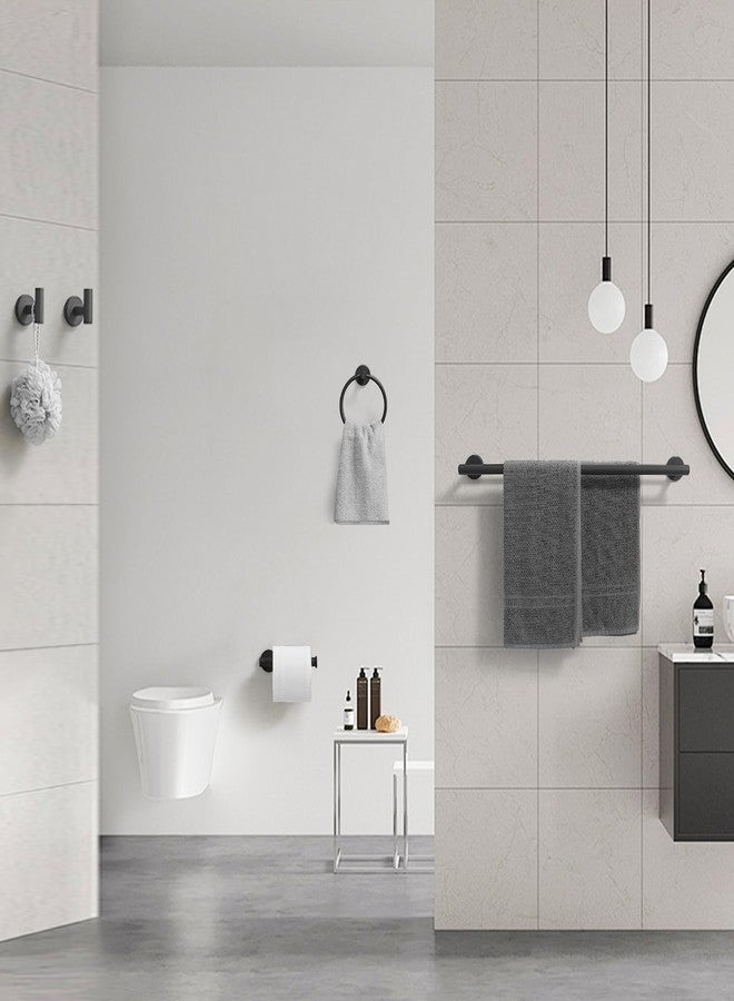 BATHLAVISH Bathroom Hardware Accessories Set 5 Pieces Matte Black 24" SUS 304 Stainless Steel Bath Double Towel Holder Bar Set Towel Rack Combination Wall Mounted for Kitchen, Laundry, Bedroom - Image 2