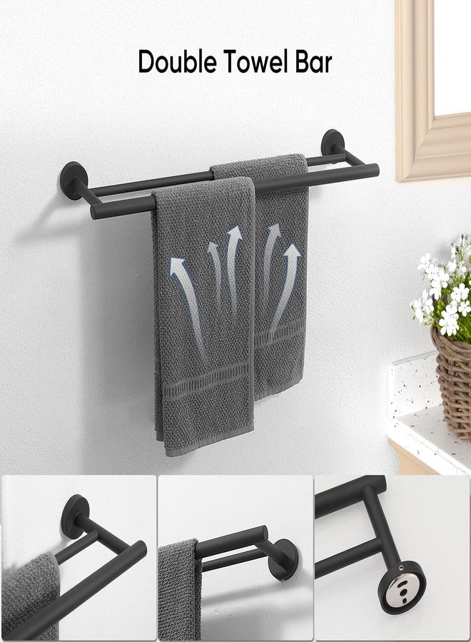 BATHLAVISH Bathroom Hardware Accessories Set 5 Pieces Matte Black 24" SUS 304 Stainless Steel Bath Double Towel Holder Bar Set Towel Rack Combination Wall Mounted for Kitchen, Laundry, Bedroom - Image 4