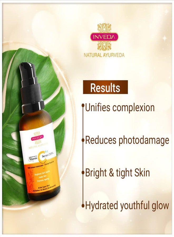 Inveda Concentrated Vitamin C Serum 20%, Removes Dark Spots, Gives Even Tone, Bright & Tight Skin with Orange Peel Oil for Hydrated Youthful Glow, 30ml - Image 3