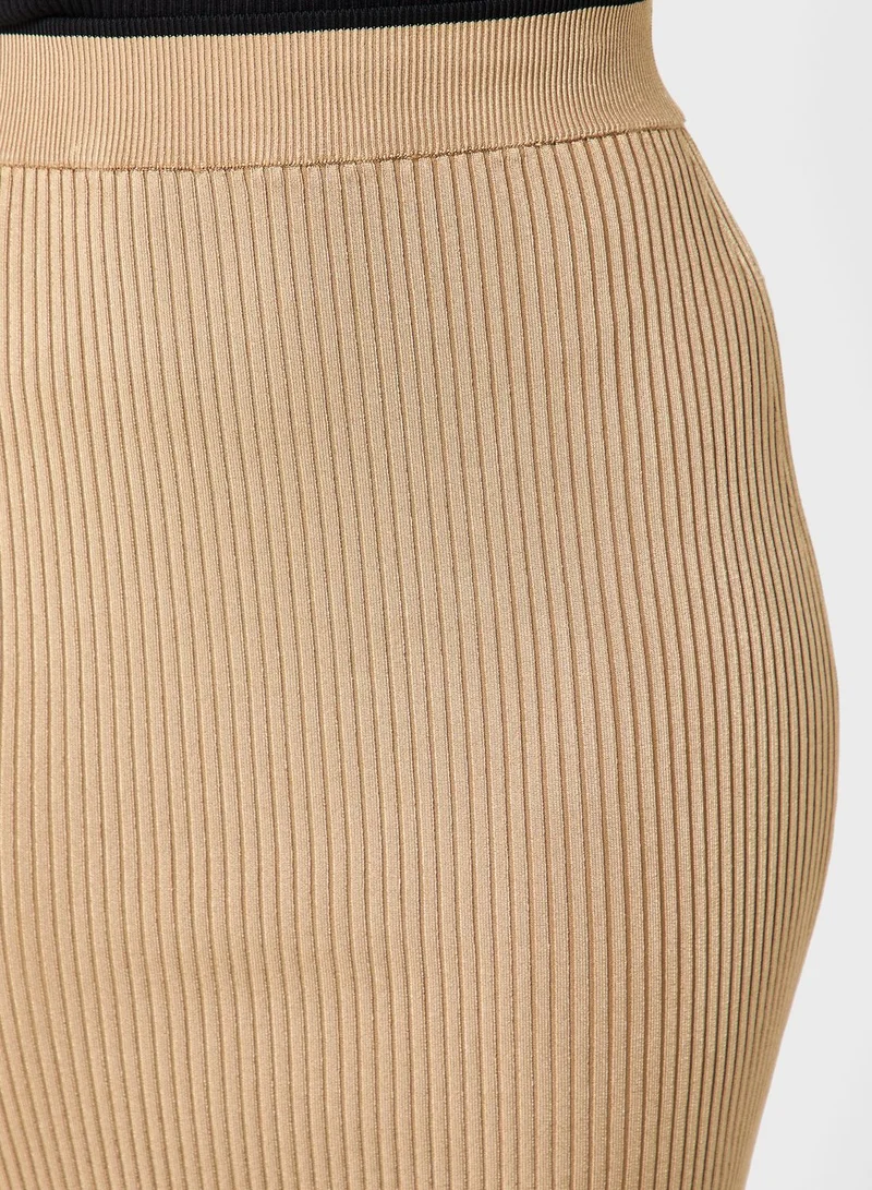 BOSS High Waist Ribbed Skirt