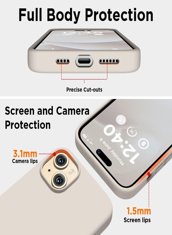 جراب سيليكون من COFFKER لهاتف iPhone 15 Plus، غطاء واقٍ كامل للجسم مقاوم للصدمات، بطانة ناعمة من الألياف الدقيقة مضادة للخدش، جراب هاتف رفيع للغاية لهاتف iPhone 15 Plus مقاس 6.7 بوصة، لون حجري - Image 3