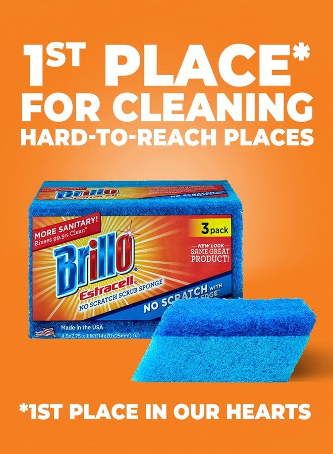 Brillo Estracell Sponges, Premium Long Lasting, Kitchen & Bathroom with Wedge Edge Variety Pack (Variety, 3 Count (Pack of 1)) - Image 4