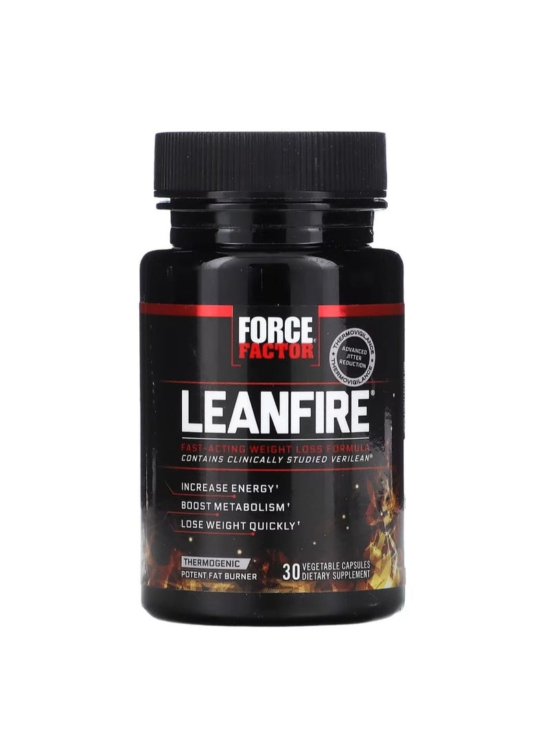 Force Factor - Lean Fire Fast Acting Weight Loss Formula 30 Vegetable Capsules - Image 1