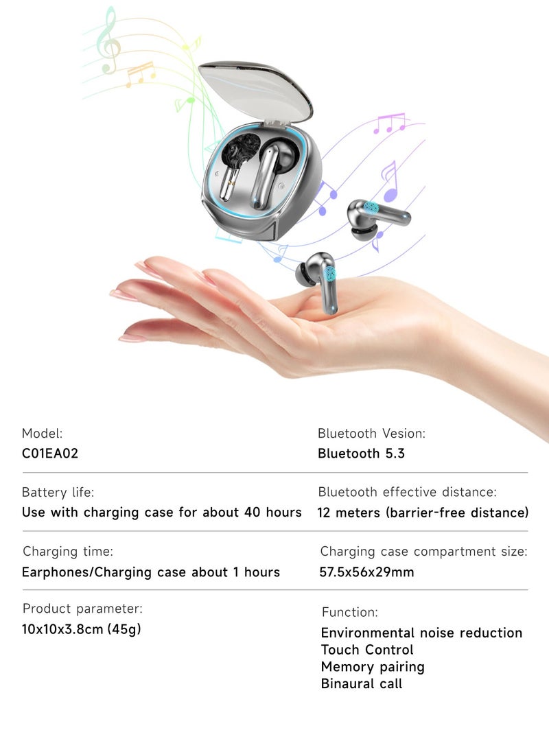 AL-WAHA AL-ZHABIA - Wireless Bluetooth Earbuds 5.3 | 40H Playtime, USB-C Charging Case | IPX4 Waterproof, Noise Cancelling | Compatible with Android, iOS, Phone, Laptop - Image 1