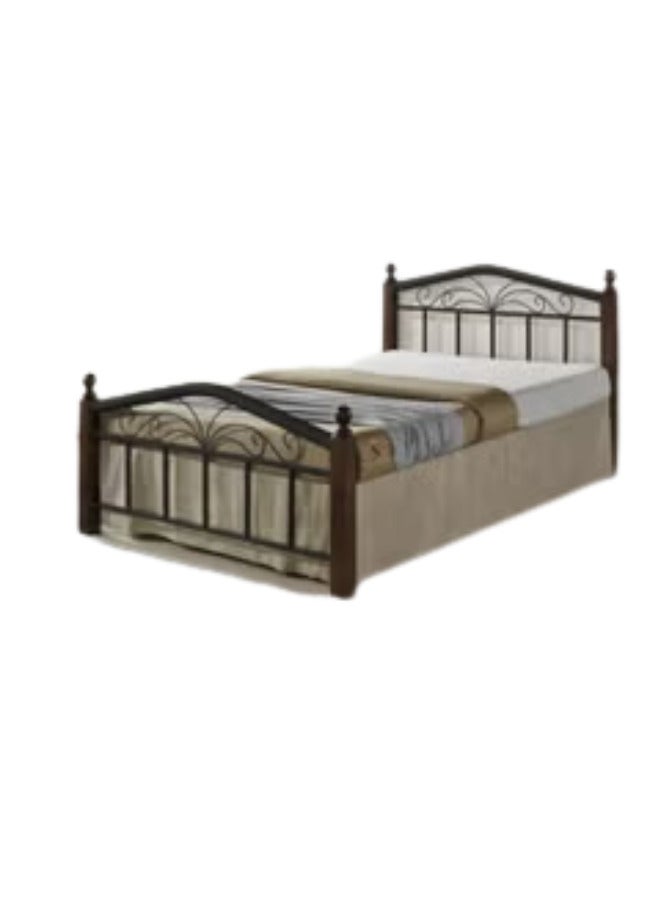 SULSHA Wooden Steel Queen Size Bed Cherry Brown Legs 150 x 190 cm  - Image 3