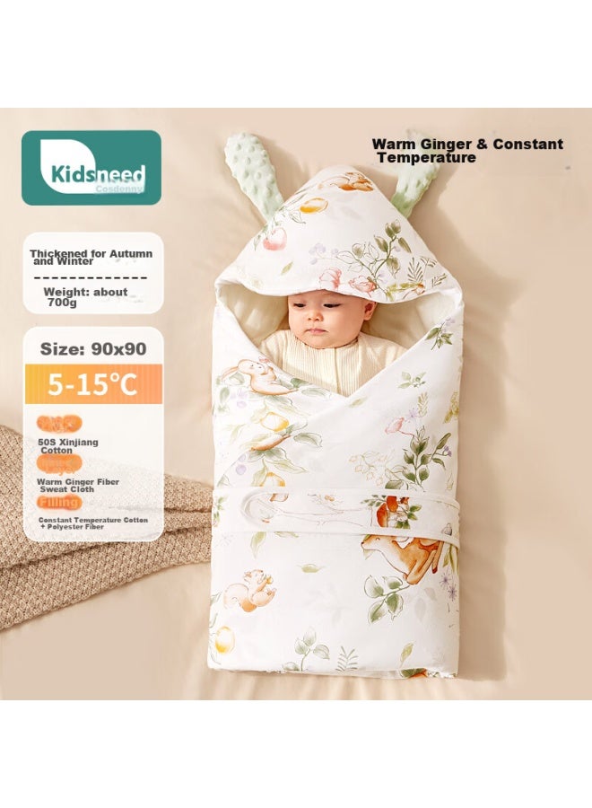 Kidsneed Baby Swaddle Blanket, Newborn Pure Cotton Warm Ginger Thickened Autumn And Winter Wrap Blanket, Maternity Ward Swaddle Blanket, 0-6 Months Anti-startle Wrap Single - Image 1