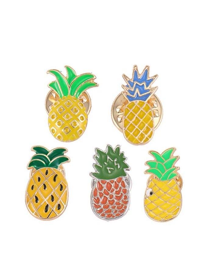 Amosfun - 5Pcs Lovely Originality Fashion Fruits Brooch Summer Style Small Fresh Oil Dripping Pineapple Brooch Pins - Image 1