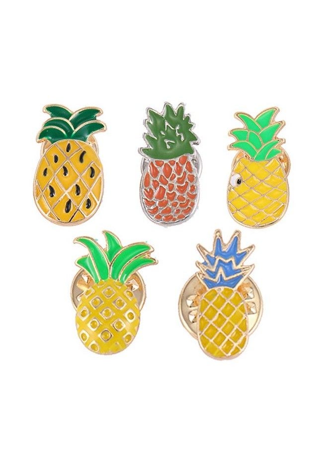 Amosfun - 5Pcs Lovely Originality Fashion Fruits Brooch Summer Style Small Fresh Oil Dripping Pineapple Brooch Pins - Image 1