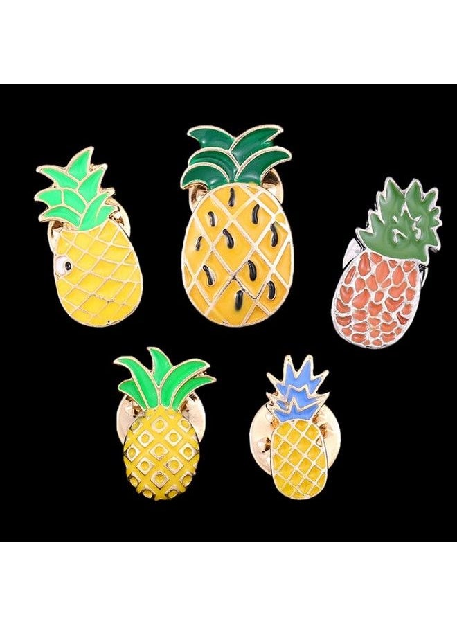 Amosfun - 5Pcs Lovely Originality Fashion Fruits Brooch Summer Style Small Fresh Oil Dripping Pineapple Brooch Pins - Image 1