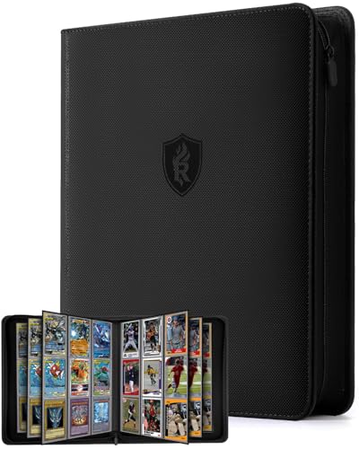 RELAEHIH 9 Pocket Top Loader BinderTrading Card Binder with Zipper DoubleSided Premium 288 Toploaders for TCG MTG Sport Cards Black - Image 1