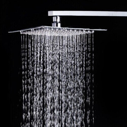 SBD Ultra Thin SS Square 200mm 8X8 Rain Shower With SS Square Shower Arm Combo Stainless Steel 302 With 15 inch Arm