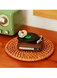 Generic 1pc Miniature Resin Cat Figurine on Record Player - Artistic Animal Dashboard Ornament, Home Decor Accessory, Music Enthusiast Gift, Mini Scene Setup  - Image 1