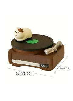 Generic 1pc Miniature Resin Cat Figurine on Record Player - Artistic Animal Dashboard Ornament, Home Decor Accessory, Music Enthusiast Gift, Mini Scene Setup  - Image 2