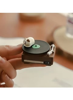 Generic 1pc Miniature Resin Cat Figurine on Record Player - Artistic Animal Dashboard Ornament, Home Decor Accessory, Music Enthusiast Gift, Mini Scene Setup  - Image 4