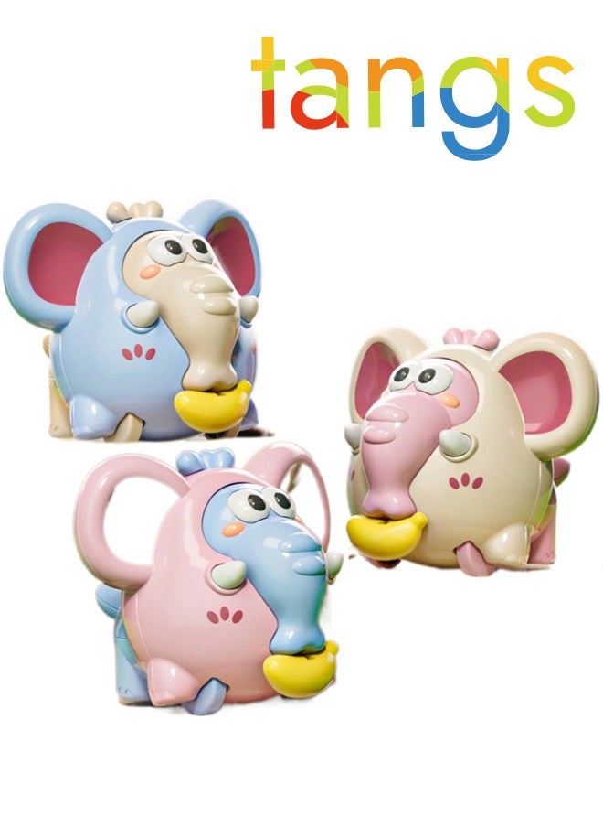 tangs Pull & Go Baby Elephant 3-Pack | Blue/Yellow/Pink No-Battery Toys | Bone Handle Walking Animals  - Image 1