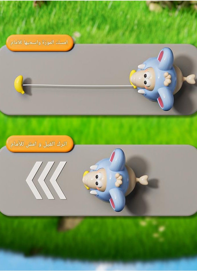 tangs Pull & Go Baby Elephant 3-Pack | Blue/Yellow/Pink No-Battery Toys | Bone Handle Walking Animals  - Image 3