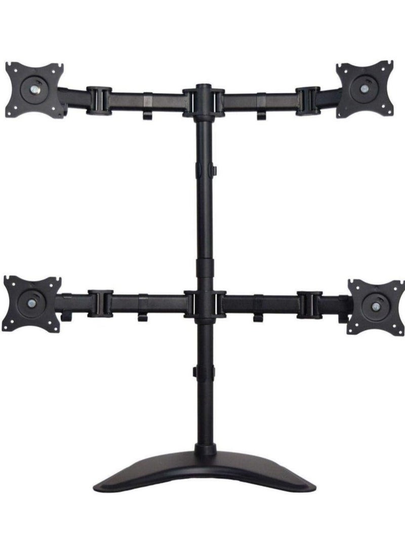 ELTRAZONE Full Motion Quad Monitor Desk Mount, Fully Adjustable Desk Free Stand for 4 LCD Monitors Screens 13 Inch to 27 Inch Supported  - Image 1