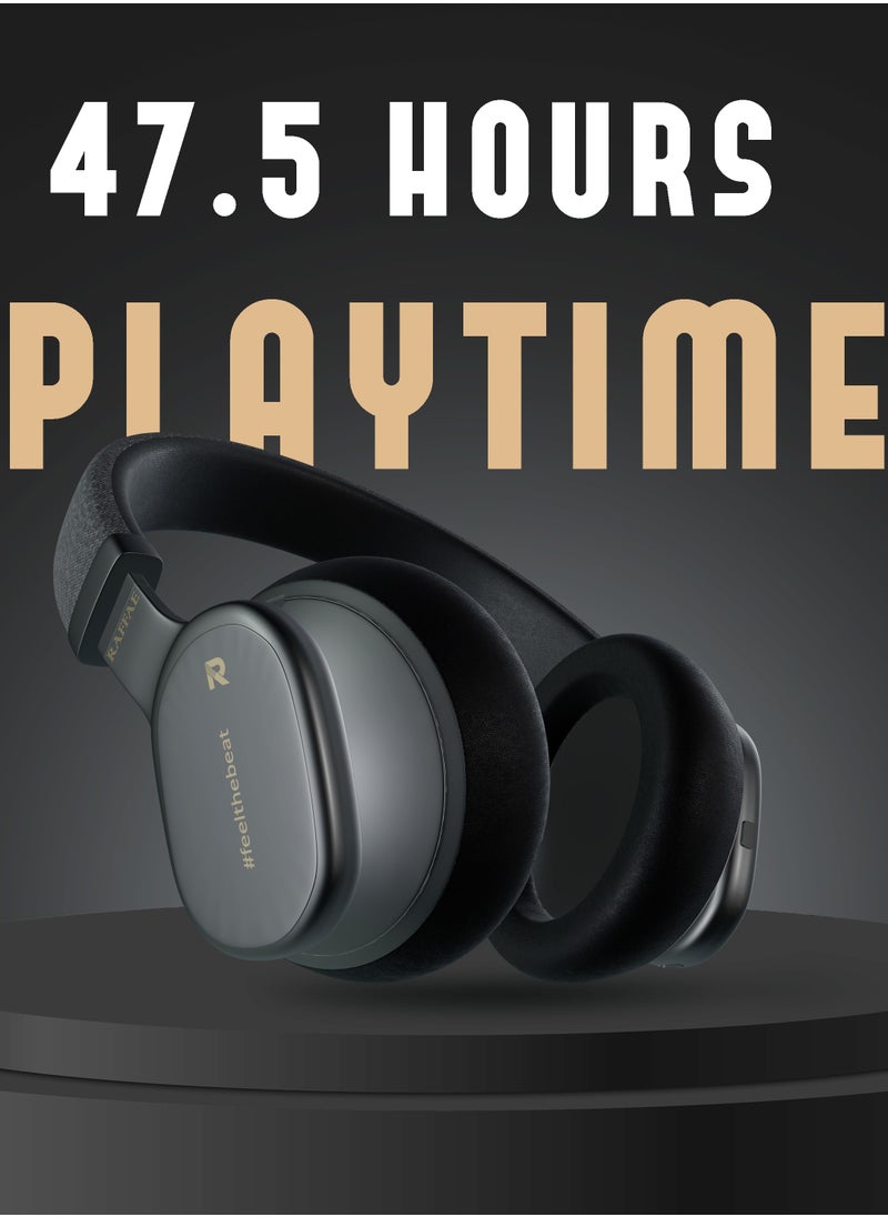 RAFFAE - R45 Wireless Bluetooth V5.3 Headphones, Hybrid Active Noise Cancelling with Multiple Modes Touch Sensor, High bass, 47.5H Playtime, Fast Charge, Soft Earcups, 90 Degree Rotation,Voice Assistant- Black - Image 1