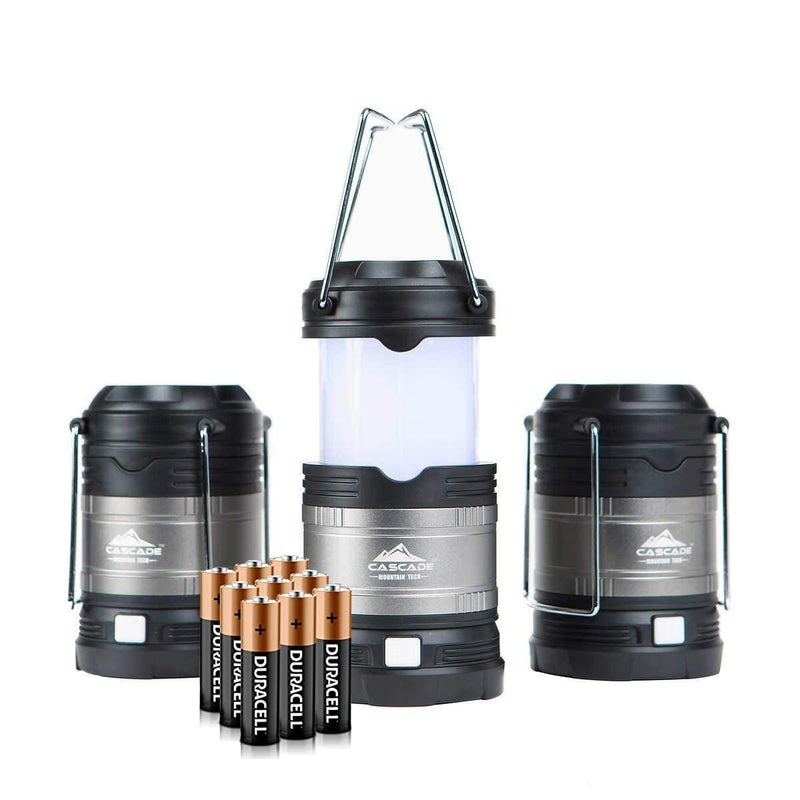 Cascade Mountain Tech Pop-Up IPX4 Water-Resistant LED Lantern with 4 Light Modes - 3 Pack - Image 1