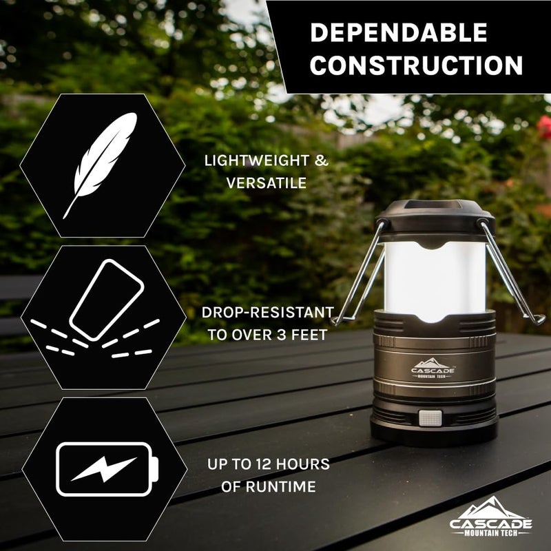 Cascade Mountain Tech Pop-Up IPX4 Water-Resistant LED Lantern with 4 Light Modes - 3 Pack - Image 2