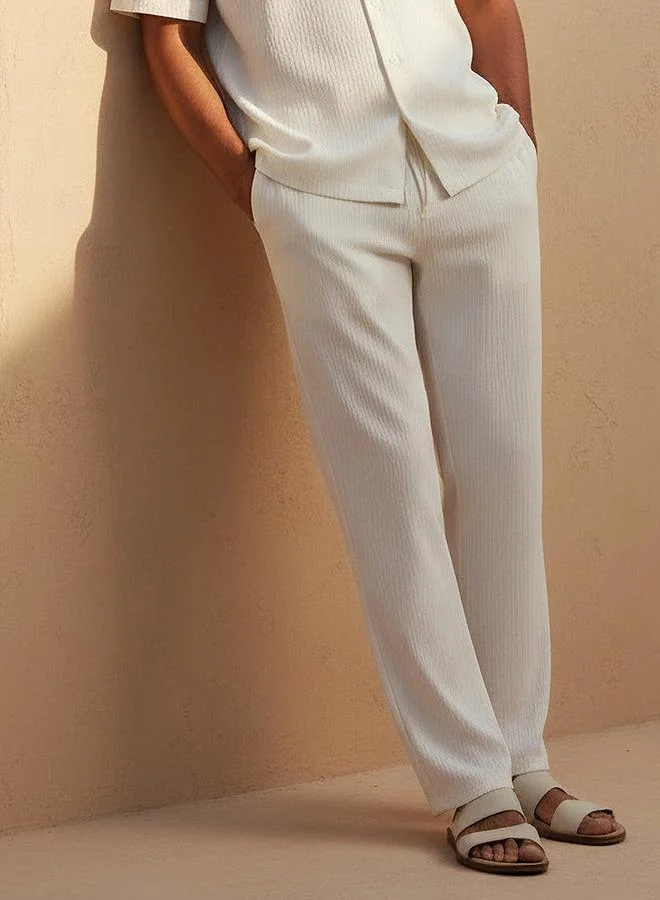 Iconic Iconic Men Regular Fit Crinkled Casual Pants