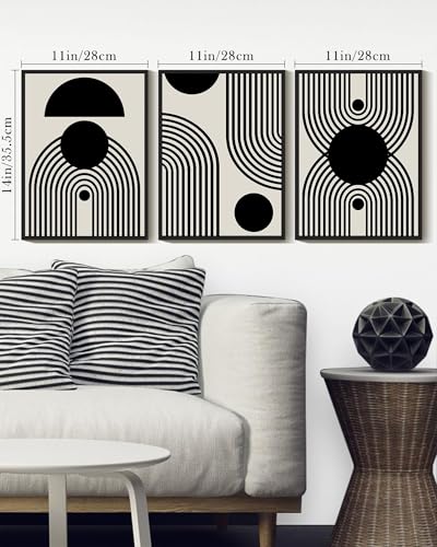 Drsoum Black and White Abstract Framed Wall Art Decor Duotone Minimal Dark Brush Stroke Prints Shapes Illustrations Modern Art Decorative Ready To Hang 11x14in Black Framed - Image 3
