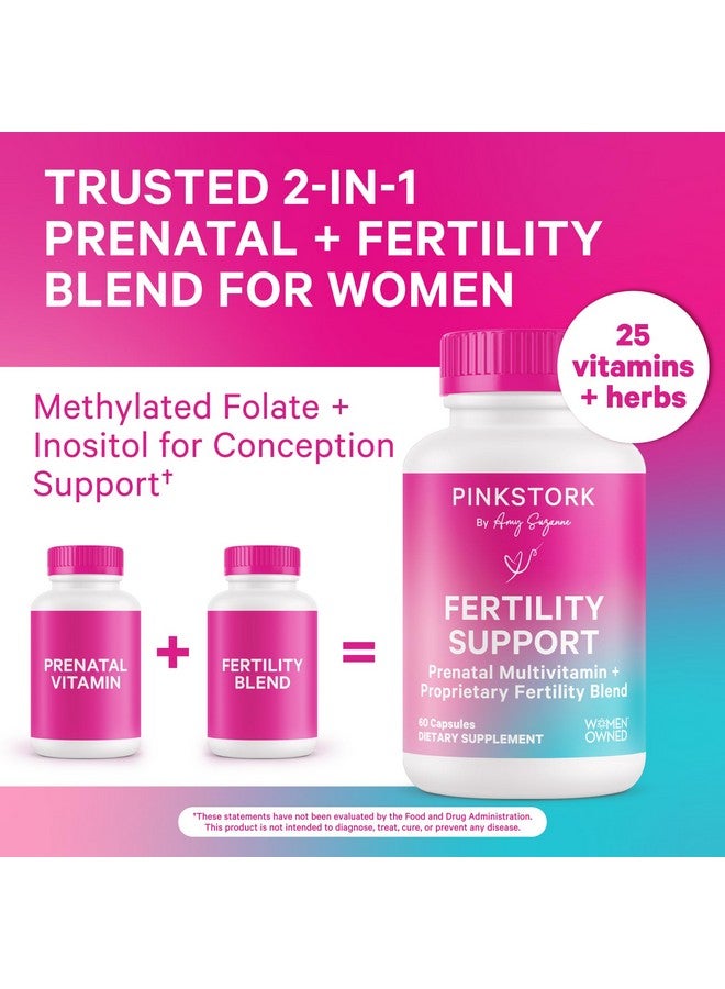 Pink Stork Fertility Supplements for Women - Prenatal Multivitamin with Ovulation, Conception, & Hormone Balance Support - 17 Vitamins & Inositol, Ashwagandha, & Vitex - 60 Capsules - Image 3