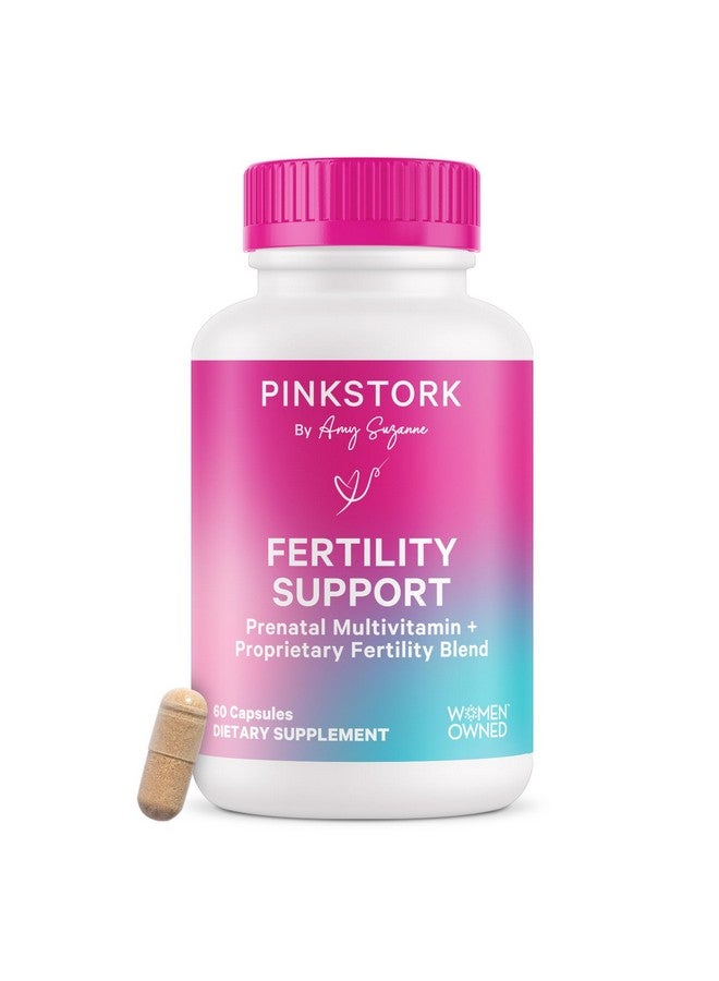 Pink Stork Fertility Supplements for Women - Prenatal Multivitamin with Ovulation, Conception, & Hormone Balance Support - 17 Vitamins & Inositol, Ashwagandha, & Vitex - 60 Capsules - Image 1