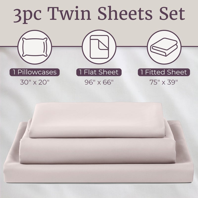 Lavish Home Brushed Microfiber Sheet Set- 3 Piece Bed Linens-Fitted & Flat Sheets, Plus A Pillowcase-Wrinkle, Stain & Fade Resistant by Lavish Home (Twin, Beige) - Image 3