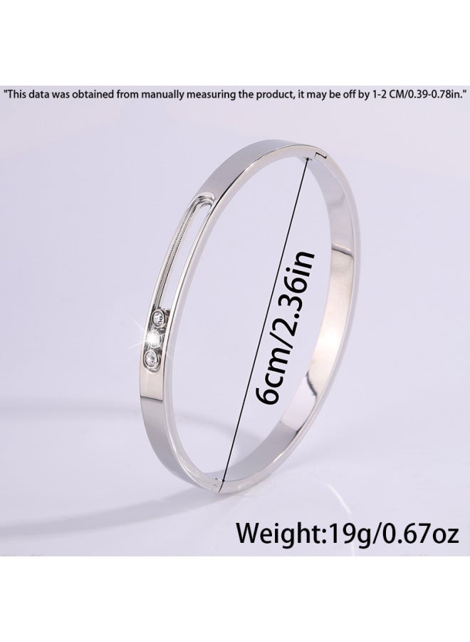 Titanium Steel Bracelet Personalized Design Groove Sliding Diamond Bracelet Girls High-end Versatile Non-fading Bracelet