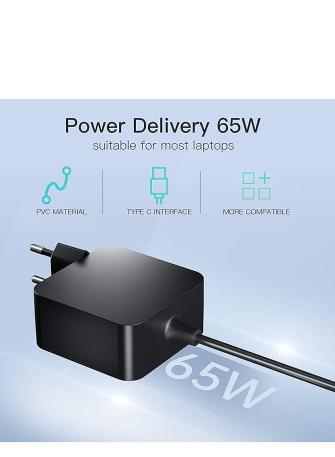 65W Type C USB C Laptop Adapter Charger Compatible With HP MacBook Pro/Air, Lenovo ThinkPad Yoga  - Image 3