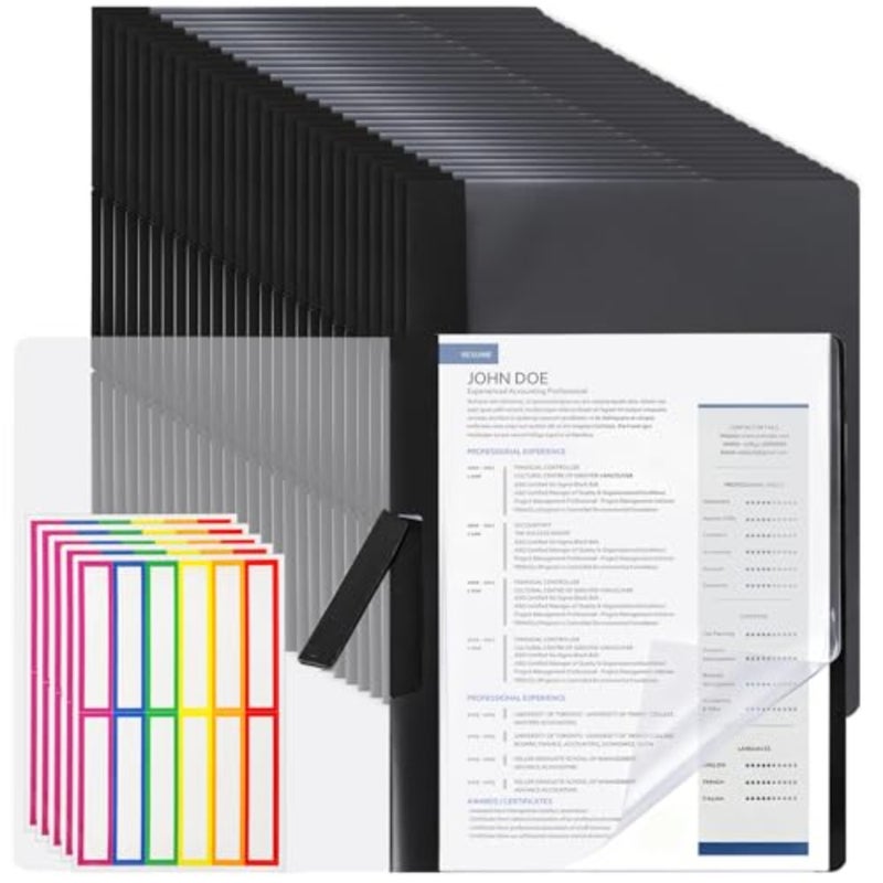 30 Pack Clear Report Cover with Clip, 11.5 x 9 Inch Presentation Folders with 60 Sticker, Slide Locking Letter Size Resume Binder, 30 Sheets Capacity File Document Organizer for Office, School - Image 1