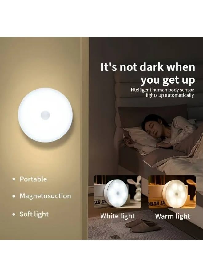 (عبوة من قطعتين) مصباح استشعار الحركة الداخلي، قابل لإعادة الشحن عبر USB، بطارية كبيرة جدًا 800 مللي أمبير للاستخدام طويل الأمد، يمكن لصقه في أي مكان، مناسب لإضاءة المطبخ المنزلي والممر والخزانة والحمام - Image 4