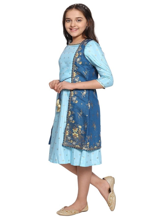 Aurelia Blue Straight Dress-Gilet Girls Set - Image 2