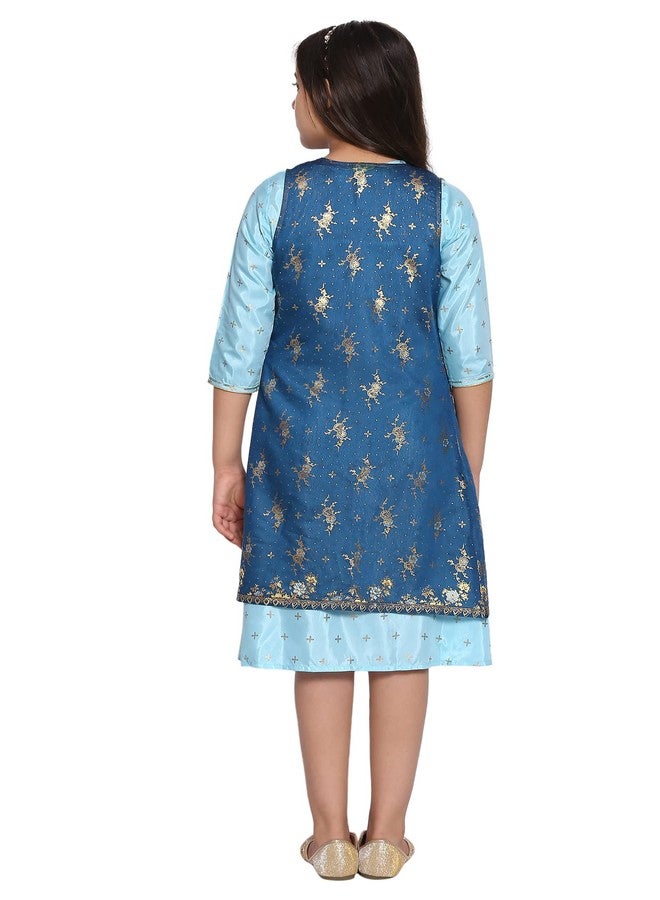 Aurelia Blue Straight Dress-Gilet Girls Set - Image 3