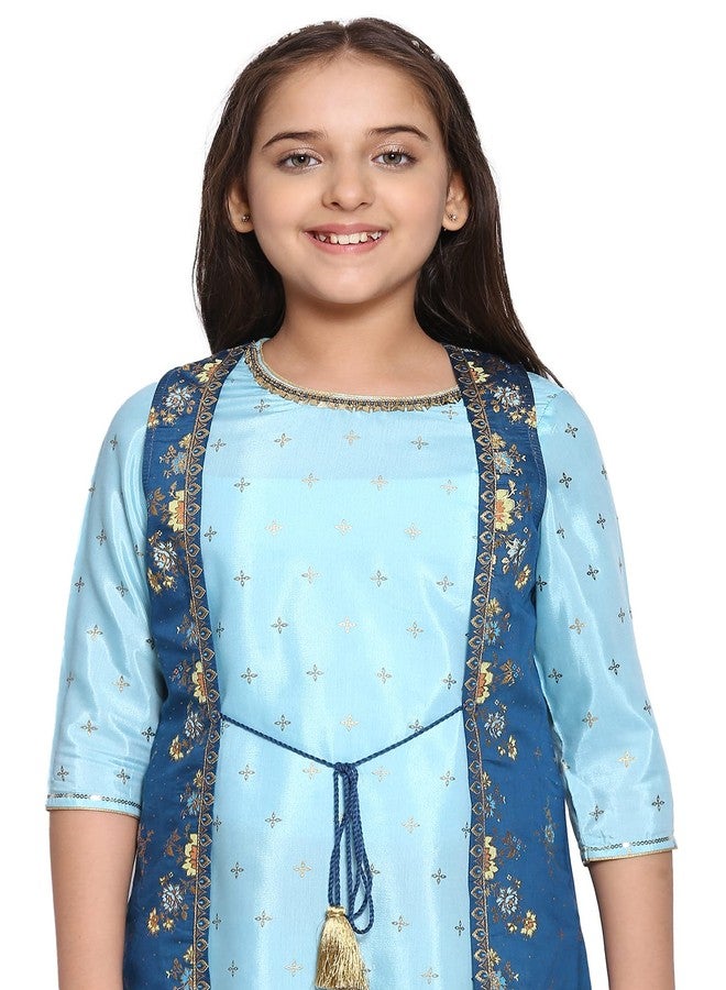 Aurelia Blue Straight Dress-Gilet Girls Set - Image 5