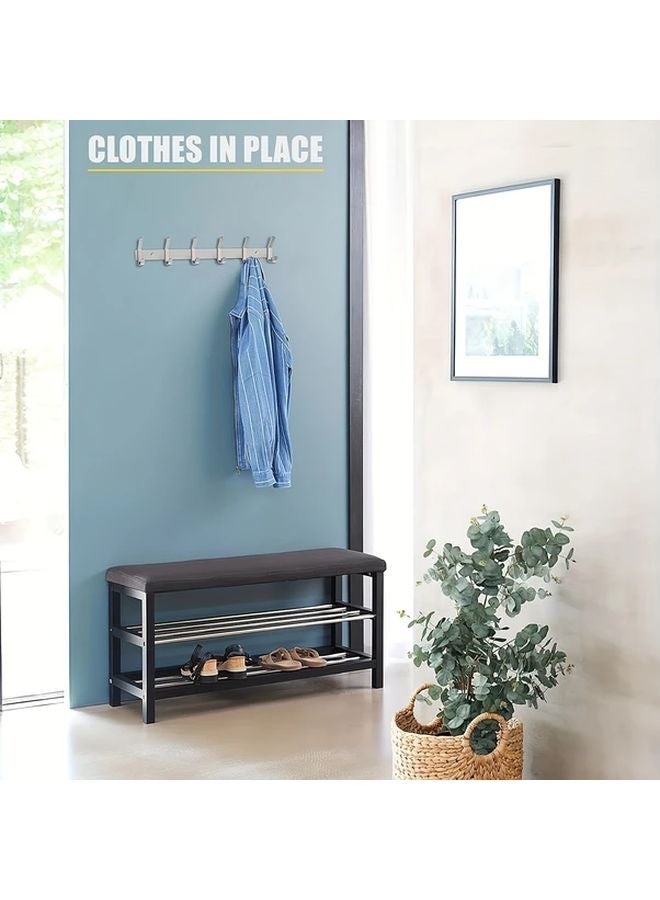 Silver Wall Mount Coat Rack 6 Double Hooks Heavy Duty Stainless Steel Rust Resistant - Image 5