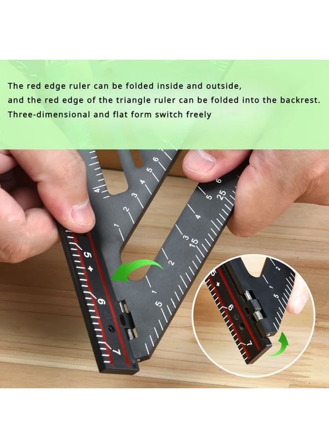 1pc 7 Inch Smart Adjustable Metal Carpenter Square Foldable Woodworking Ruler with Extendable Arm - Image 5