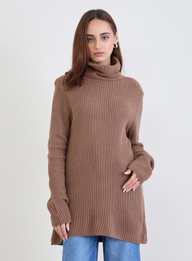 ستايلي سويتر طويلة محاكة بلون جملي - Image 3