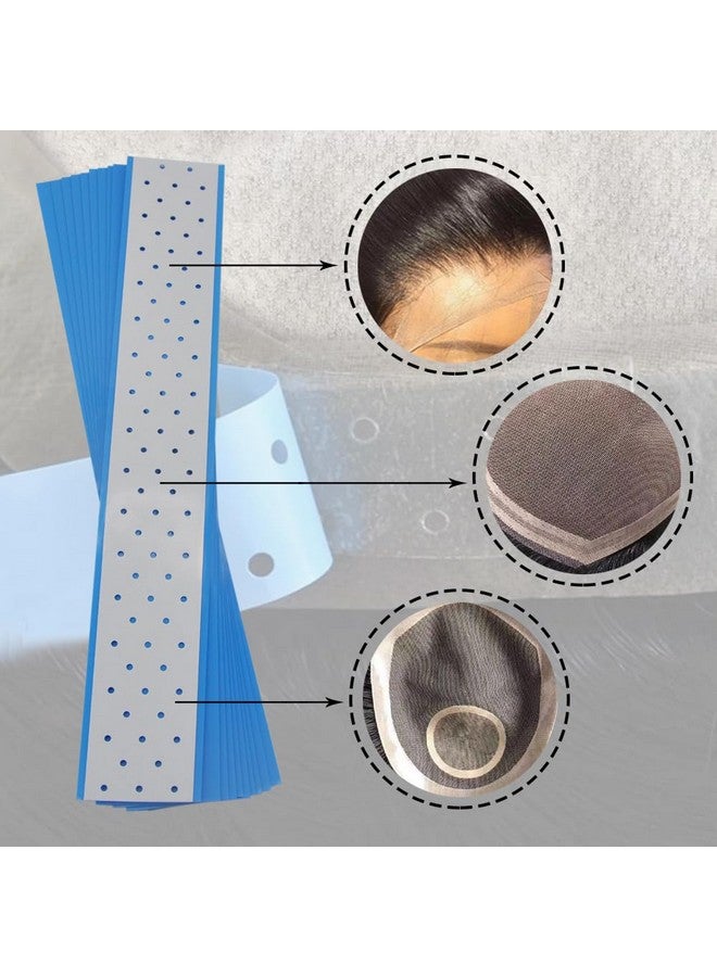 coloryoung 10 Pieces Wig Tape Strips Double Sided Bonding Clear Waterproof Adhesive Tape Hair Tape for Lace Wig Toupee Hairpiece (Blue Hole Plus) - Image 3