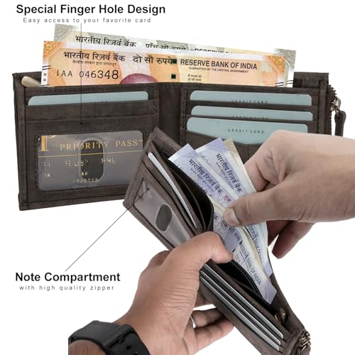 RIGOHILL Coffee Brown Leather Wallet for Men | RFID Blocking Mens Wallet | Wallets Men Leather - Image 2