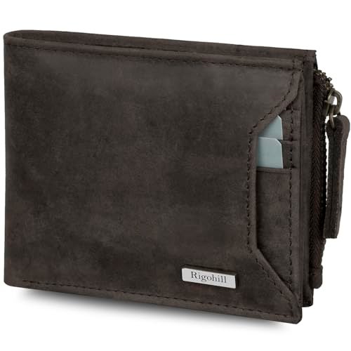 RIGOHILL Coffee Brown Leather Wallet for Men | RFID Blocking Mens Wallet | Wallets Men Leather - Image 1
