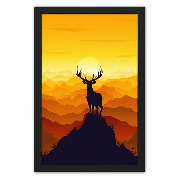 RITWIKAS ABSTRACT PAINTING OF REINDEER DURING SUNRISE PERFECT FOR HOME AND OFFICE DECOR DIGITAL PAINTING WITH FRAME 95 X 135 INCH SET OF 1 02 SUNRISE REINDEER