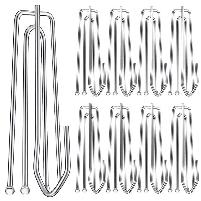 60PCS STAINLESS STEEL DRAPERY HOOK AND PIN FOR PLEATED DRAPES 4 PRONGS PINCH PLEAT CLIPS TRAVERSE PLEATER 4 END CURTAIN HANGERS FOR WINDOW DOOR BATHROOM CURTAIN