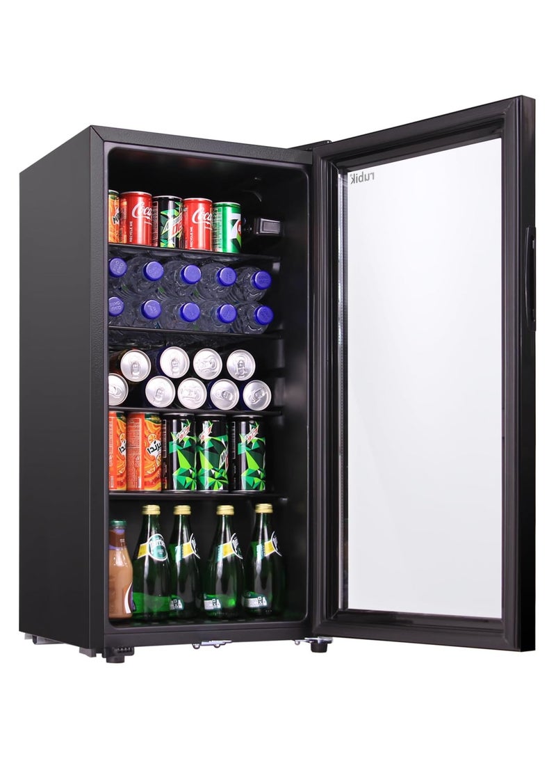 Rubik 88L Glass Door Refrigerator All Black Edition Four Countertop or Cabinets, Direct Cold with Frost, LED Light and Key Lock, (RB-88HC-JC), Black  - Image 2